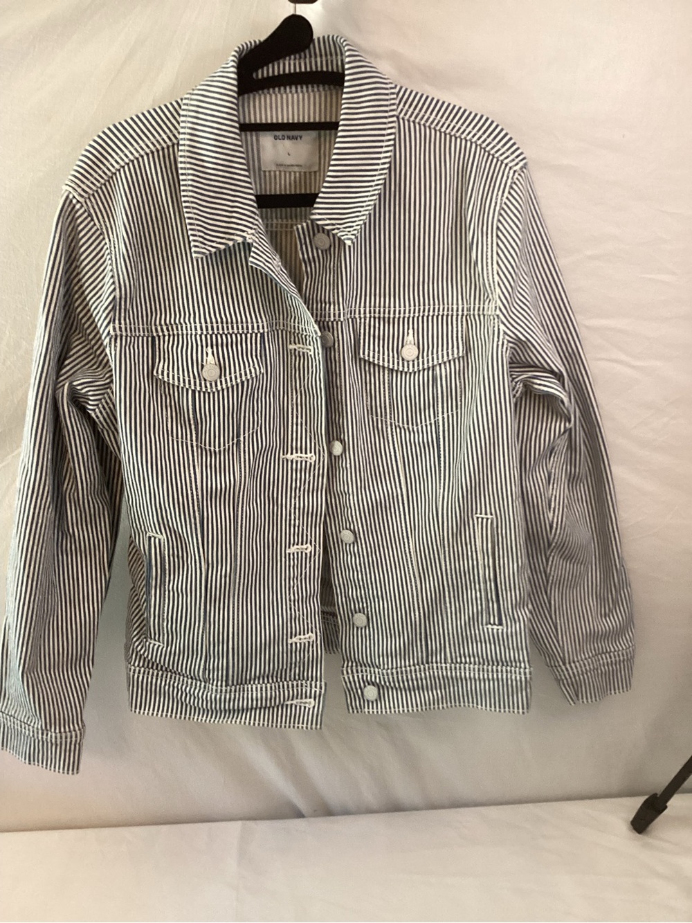 Old NavyWomen’s Blue/white Striped Jacket 2000’s Preppy, large